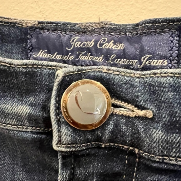 Jacob Cohen Womens Kimberly Slim Crop Blue Jeans Size 32 Mid Rise Tapered Italy - Picture 6 of 15